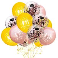 15pcs/set 13th Happy Birthday Balloon Decor Gold Silver Confetti Latex Balloons for 13 Year Old Birthday Celebrate Decoration as picture