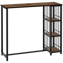 Baro stalas, stovimas stalas, virtuvės stalviršis, pramoninis dizainas, 3 lentynos, 120 x 40 x 105 cm; Juoda + ruda 120 x 40 x 105 cm ruda