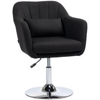 Swivel Chair, Height-Adjustable Office Chair, Linen-Like Polyester, Metal, 60 x 60 x 79-91 cm, Black 60 x 60 x 91 cm