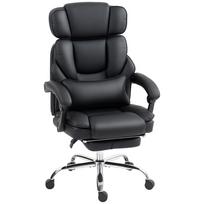 Office Chair Ergonomic Height-Adjustable Swivel Chair with Lumbar Support, Armrest, Footrest, PU Leather, Black 72 x 69 x 126 cm