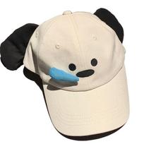 Korean Style Dog Baseball Cap Runny Nose Peaked Cap Simple Cartoon Sun Hat  Girl