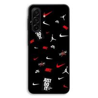 Coque Pour Samsung Galaxy A56 NIKE JORDAN Blanc rouge fond noir Maniacase