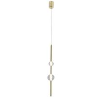 Modern hanging lamp, gold, vertical tube, crystal balls, neutral color, LED, 8W, VAKU Light Prestige