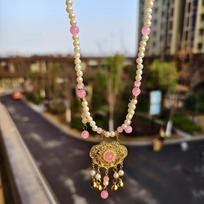 Tassel Hanfu Necklace Chinese Style Pearl Choker Antique Longevity Lock Pendant  Girls