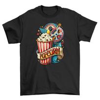 Retro_76 Movie Night T-shirt for Popcorn Lovers Unisex Printed Design S
