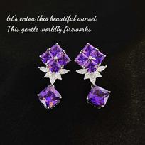 Foydjew Luxury Design Purple Crystal Necklaces Drop Earrings Rings Elegant Bridal Engagement Wedding Jewelry Sets for Women resizable