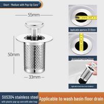Universal Anti-Clog Push-Type Wash Basin Drain Filter and Deodorizing Stopper