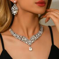 Women's Jewelry Set Red Blue Water Drop Crystal Earrings Necklace Zinc Alloy Casual Style All Season Wear