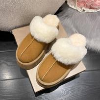 Women Home Slippers Winter Furry Slides Woman Casual Comfort Warm Flat Platform Flip Flops Cotton Bedroom Shoes 35
