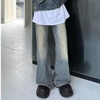 Unisex Hong Kong Style Jeans: Trendy Spring & Autumn Designs, Loose Straight-Leg & Slightly Flared Trousers Extra Large mėlyna