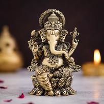 Lambodara Feng Shui Lord Ganesh Ji Murti, Ganpati Bappa Sitting Idol, Brass