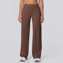 New Double-Sided Fleece Solid High Waist Loose Breathable Wide Leg Yoga Pants Running Fitness Yoga Cuffed Pants S