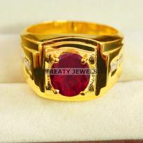 Ruby Oval Cut With 925 Sterling Silver Gold Plated Ring For Men's #B519 JL375684090654 4-16 US