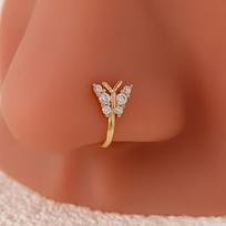 Diamond-Encrusted Butterfly U-Shaped Nose Clip Female Fashion Personality Puncture-Free Nose Ring Wind Simple Design Nose Stud