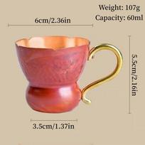 Vintage Copper Mini Coffee Mug,Creativity Outdoors Camping Portable Handcrafted Beverage Juice Cups  Drinking 60ml Tea Cup 60ml