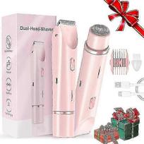 Women's Bikini Trimmer and Electric Shaver, Dual Head Painless Hair Remover, IPX7 Waterproof, 120Min Cordless, Pink