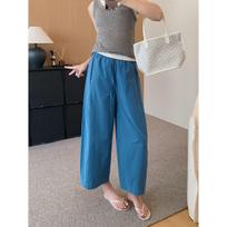 Women's High Waist Balloon Pants Wide Leg Pants Japanese Casual Cotton Cropped Relaxed Daily Trousers S