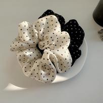 2Pcs Elegant Hair Scrunchies Women Minimalist Simulation Silk Hair Ties Wave Point Elastic Hair Loop Ponytail Hair Accessories