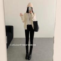 Women's High Rise Skinny Pants Slim Fit Fleece Lined Leggings Warm Solid Black Winter Thermal Trousers S