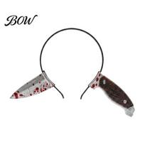 Horror Party Decorations Fake Knife Through Head Headband for Adult, PU Foam Halloween Headpiece Adults Headwear Prop, Funny Costume Accessory Cosplay