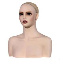 Realistic Female Mannequin Head with Shoulder Display Manikin Bust for Hairpiece,Makeup,Beauty
