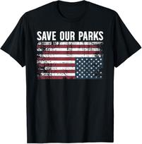 Save our parks protect national parks upside down USA flag T-Shirt XXXL