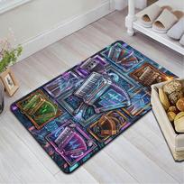Futuristic Accordion Fusion Pattern Rug Floor Mat for Living Room or Bedroom Soft and Comfortable Carpet a Gift for Birthday and Holiday. 40x60cm( 15x23in )