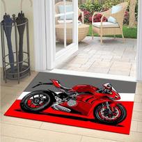 VIKAMA Red Motorcycle Rug Anti-Slip And Durable Entry Floor Mat Home Decoration For Bedroom And Living Room Carpet 60x90cm