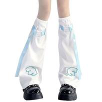 Trendy Fashion Knee Length Flared Leg Sleeves for Women Japanese Harajuku Aesthetic Wing Embroidered Leg Warmers Socks