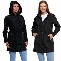 Women's Transitional Parka Jacket with Zipper and Hood Spring/Autumn MORAJ S BLACK