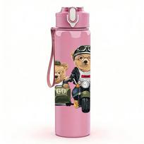 1PC Retro Teddy Bear Couple Cartoon Print 750ml Portable Sports Water Bottle Leakproof Travel Gym Drink Cup Pack of 1