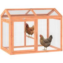 Vištidė lauko aptvaras su lendynu, dvigubos durys, pagaminta iš medžio ir metalo, 2 vištoms, 104 x 70,5 x 84 cm Oranžinė 104 x 70.5 x 84 cm oranžinė