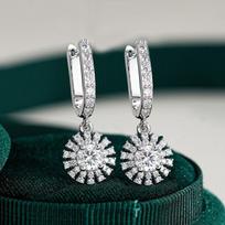 Flower Earrings Women With Moissanite Stone Tassel Drop Design Hypoallergenic Jewelry 50mm Moissanite Inlaid