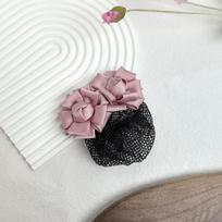 Sweet Flower Hair Bun Crystal Hairgrips Cover Net Vintage Korean Bun Snood  Flight Attendant Style4