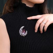 Full Moon Drop Purple Brooch One Size