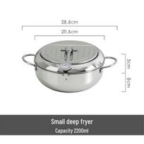 Temperature-Controlled Japanese 304 Stainless Steel Deep Fryer with Oil Filter, Ideal for Tempura, Compatible with All Stovetops
