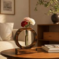 Wooden Tube Vase Desktop Ornaments Small Glass Vase Handicraft Hydroponic Flower Pot  Gift Type C