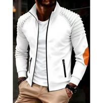 Mens Stand Collar Zip Up Casual Jacket With Arm Pleats S