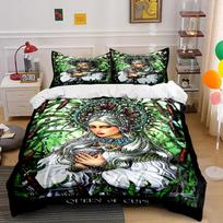 Queen of Cups Tarot Bed Set, Green Theme Bedding set (1 duvet cover, 2 pillowcases, duvet not included) 135x200cm