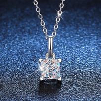 Naujas putojantis tikras 1,2 ct princesės pjūvio moisanito pakabukas vėrinys moterims S925 sidabro su deimantais kaklo grandinėlė vėriniai About 41-50cm&1.2 Carat S925