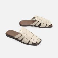 2024 Summer Wave Hand-woven Vintage Baotou Flat Bottom Outdoor Sandals Slippers Female Shoes Mules Slippers Women Casual Anti-skid 35 smėlis