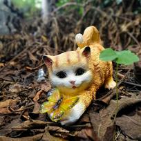 Creative Home Landscape Cat Butterfly Outdoor Balcony Lawn Garden Decoration Solar Lights Garden Decoration Plantas Miniatura beige