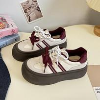 Fashion 2025 Hong Kong Style Vintage Bread Shoes Ladies Agan Shoes Thick Platform Shoes Breathable Shoes Leisure Minority Agan shoes 35 smėlis