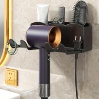1pc No-Punch ABS Hair Dryer Holder - Easy Wall Mount, Space-Saving Bathroom Organizer, Safe & Stylish Design for Hassle-Free Grooming 1pc