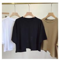 Backless Short T-shirt for Women Sweet and Spicy Korean Style Summer New Round Neck Loose Short-sleeved Top M