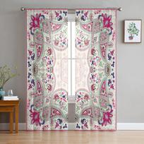 Light Filtering Mandala Pattern Curtains Living Room Modern Voile Curtain Bedroom Tulle Window Drapes Decor Bohemian Made Of Polyester Washable Ready W100*H130(CM)-Rod Pocket&2PCS