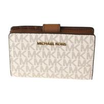 MICHAEL KORS Printed Logo Leather Wallet Medium Unisex Couple Vanilla Color