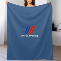 United Airlines Throw Blanket Ultra Soft Flannel Fleece Blanket for All Seasons Size: 75*100cm, Weight: 230 GSM