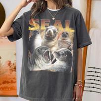 Bootleg Seal Rap Tee Comfort Colors, 90s Vintage Animal Shirt, Y2K Graphic Tee, Funny Seal Shirt, Unisex T-Shirt M gray