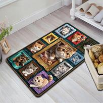 Cat Portraits Pattern Rug Floor Mat for Living Room or Bedroom Soft and Comfortable Carpet a Gift for Birthday and Holiday. 40x60cm( 15x23in )